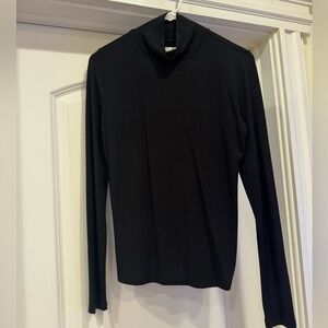 Lou & Grey Black Mock Neck Tee